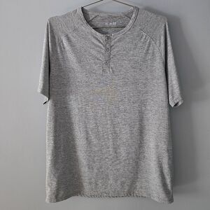 01.ALGO Gray Striped SPF 40 Performance Henley Size L